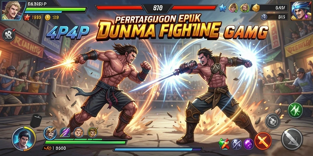 Screenshot gameplay <strong>4P4P</strong> menunjukkan aksi pertarungan yang seru dan karakter yang beragam.