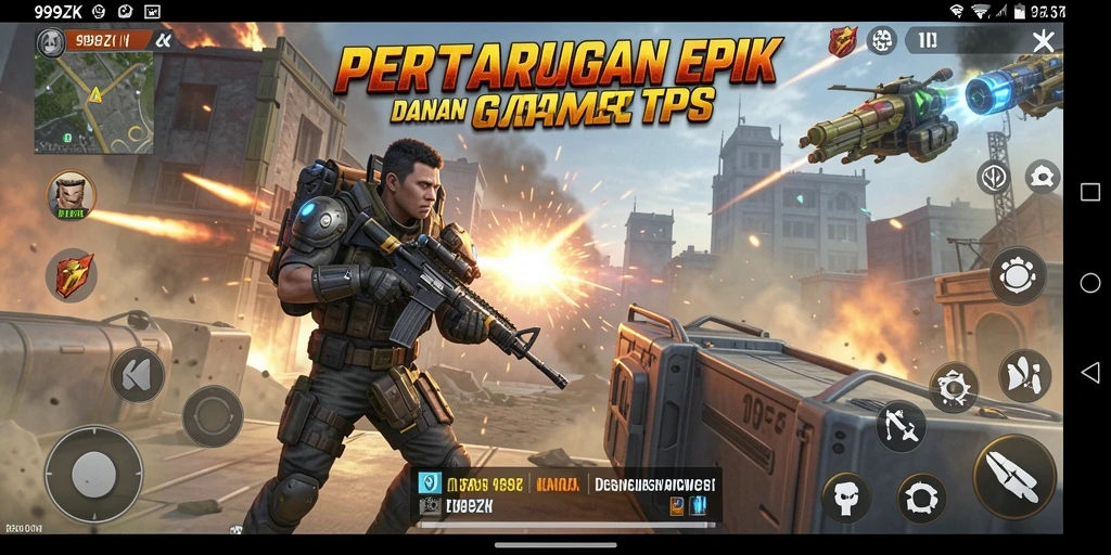 Gameplay seru dari 999ZK dengan aksi tembak-menembak yang intens.
