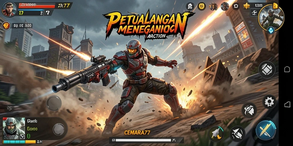 Gameplay menegangkan CEMARA77 yang penuh aksi.
