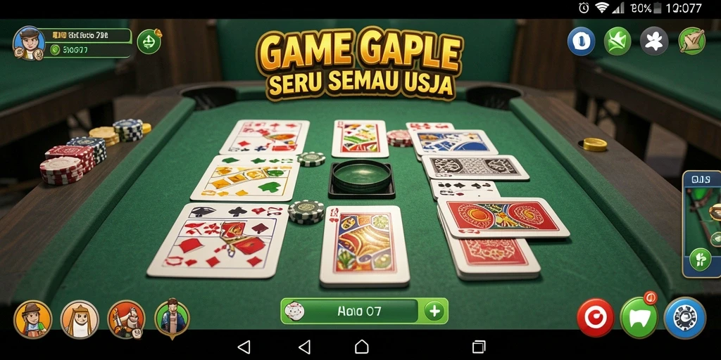 Screenshot gameplay utama COO77 yang menunjukkan aksi seru bermain Gaple.