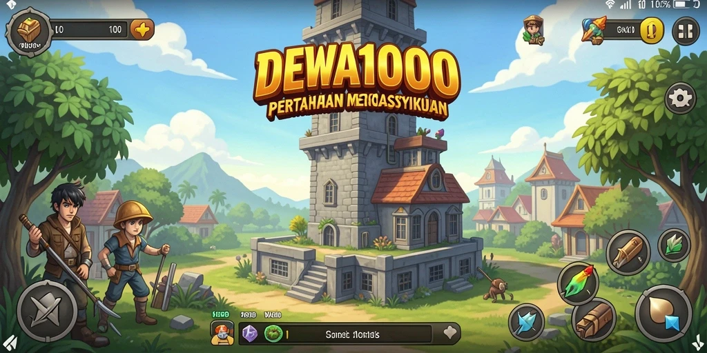 Tangkapan layar DEWA1000 menampilkan aksi seru dalam permainan Tower Defense.