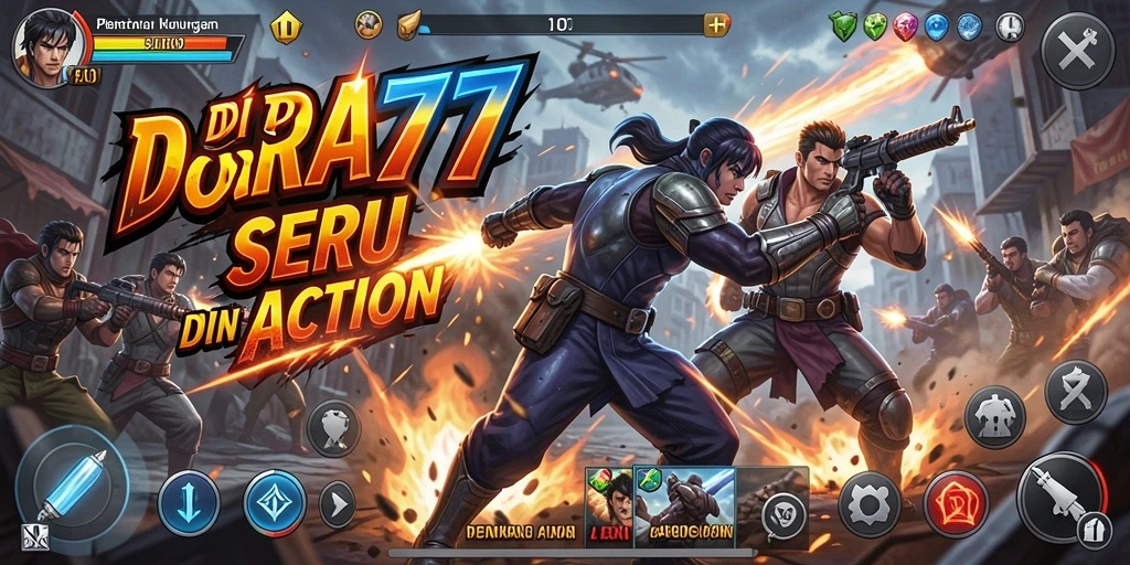 Screenshot DORA77 dengan pertarungan action penuh adrenalin.
