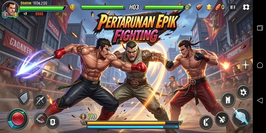 Tampilan gameplay H03 yang mendebarkan dalam pertarungan Fighting.