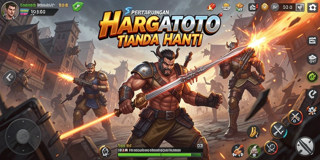 Gameplay HARGATOTO yang menegangkan di arena pertarungan.