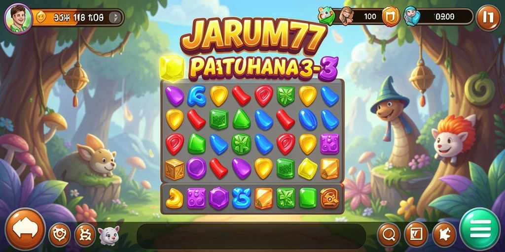 Tampilan permainan JARUM77 yang penuh warna dan menyenangkan.
