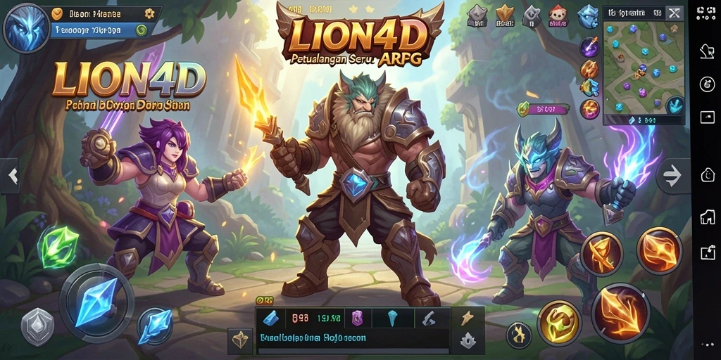 Tampilan gameplay epik dalam dunia fantasi LION4D.