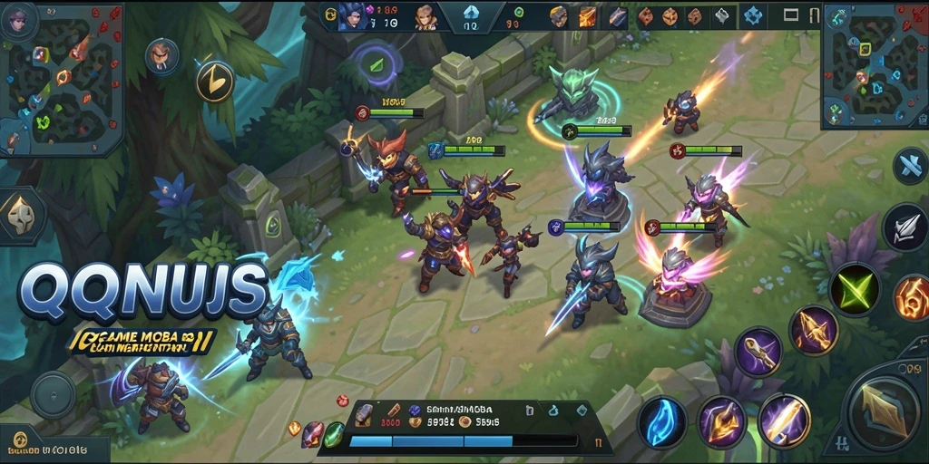 Tangkapan layar gameplay <strong>QQNUSA</strong> menunjukkan pertempuran seru dalam arena MOBA.