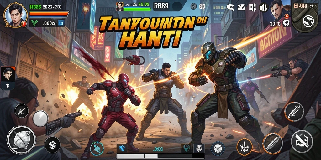 Screenshot gameplay RR89 dengan aksi pertarungan yang epic.
