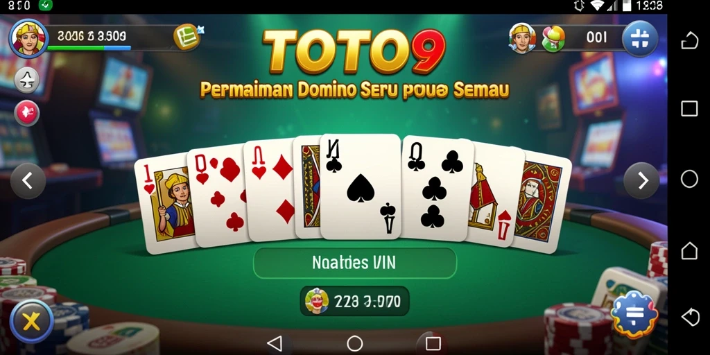 Screenshot gameplay TOTO9 yang menampilkan serunya bermain Domino.