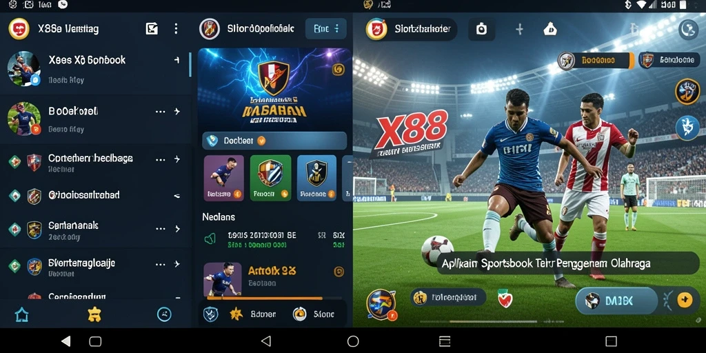 Tampilan gameplay taruhan olahraga di aplikasi X88.